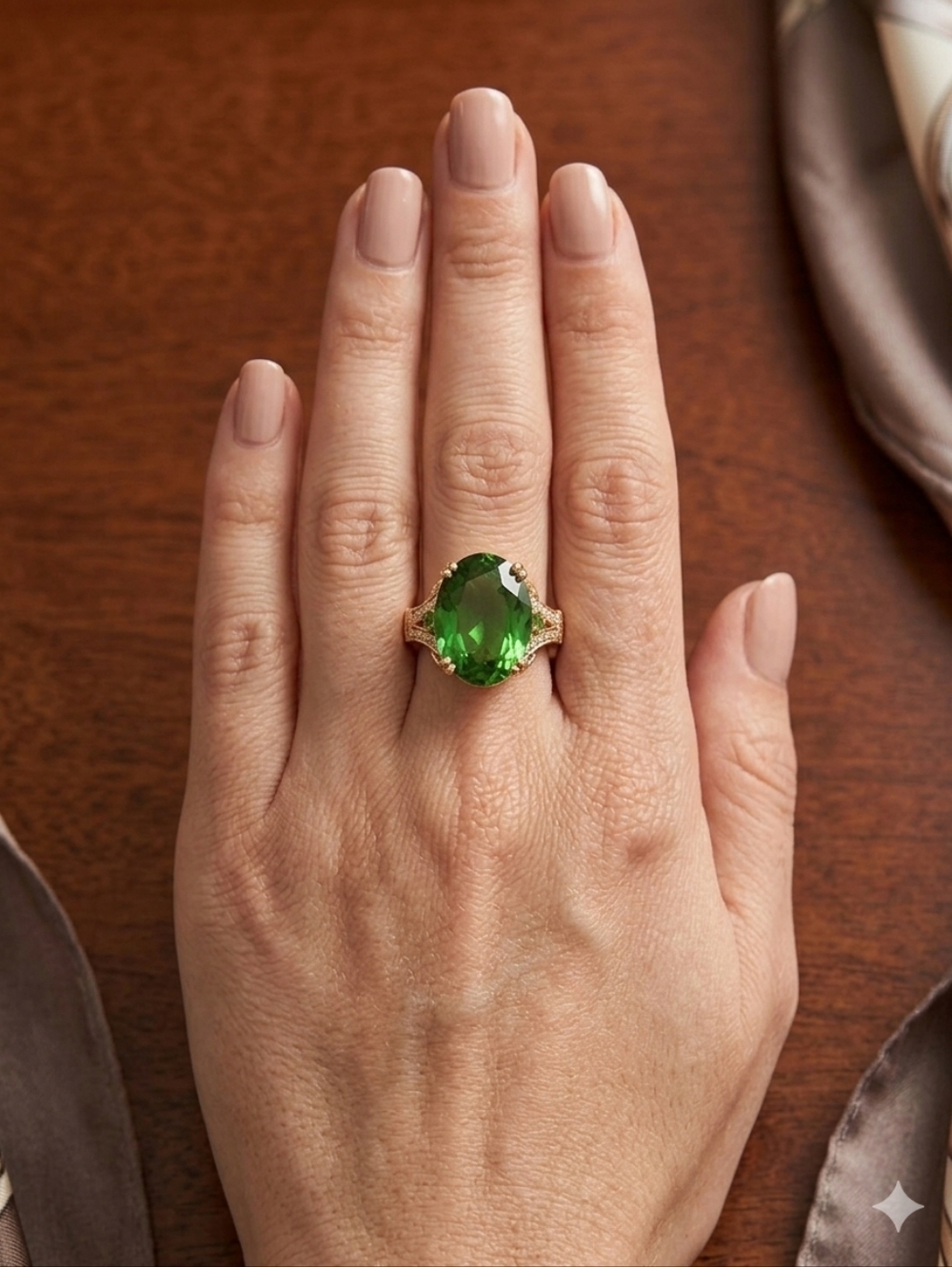 ELEGANT GREEN AND GOLD WOMEN'S RINGS